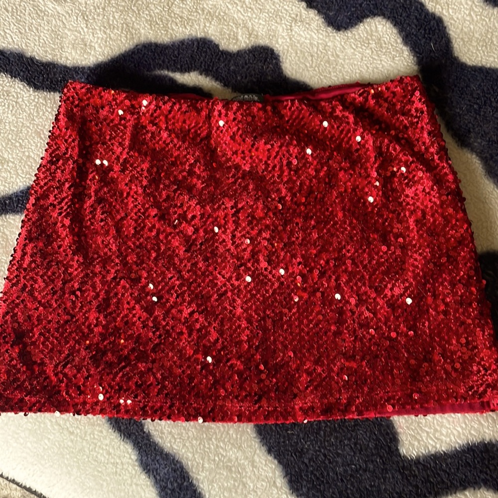Red Sequin Skirt